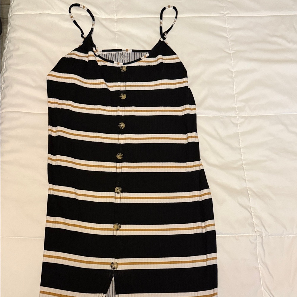 No Boundaries Black and Tan Striped Maxi Dress